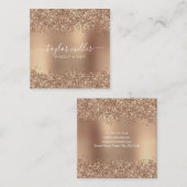 Elegant stijlvol roos goudglitter make-up en haar vierkante visitekaartje (Voorkant / Achterkant)