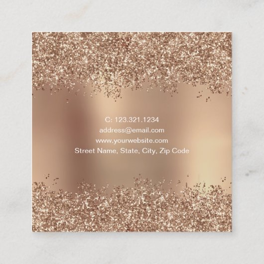 Elegant stijlvol roos goudglitter make-up en haar vierkante visitekaartje (Achterkant)