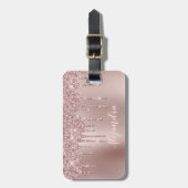 Elegant, stijlvol roos goudglitterdruppels bagagelabel (Voorkant verticaal)