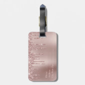 Elegant, stijlvol roos goudglitterdruppels bagagelabel (Achterkant verticaal)