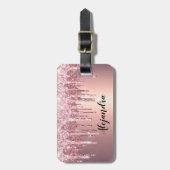 Elegant, stijlvol roos goudglitterdruppels bagagelabel (Voorkant verticaal)