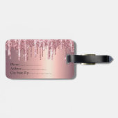 Elegant, stijlvol roos goudglitterdruppels bagagelabel (Achterkant horizontaal)