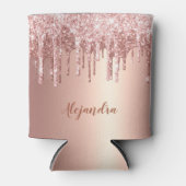 Elegant, stijlvol roos goudglitterdruppels blikjeskoeler (Voorkant)