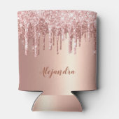 Elegant, stijlvol roos goudglitterdruppels blikjeskoeler (Achterkant)