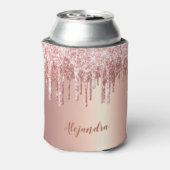 Elegant, stijlvol roos goudglitterdruppels blikjeskoeler (Blikje Achterkant)