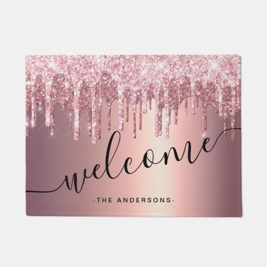 Elegant, stijlvol roos goudglitterdruppels deurmat (Voorkant)