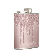 Elegant, stijlvol roos goudglitterdruppels heupfles (Rechts)