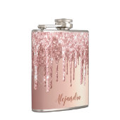 Elegant, stijlvol roos goudglitterdruppels heupfles (Rechts)