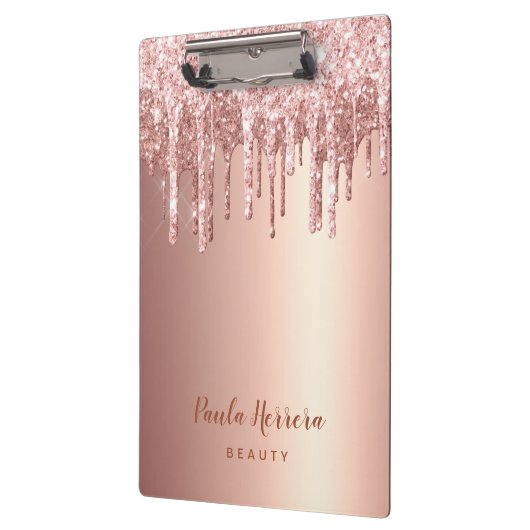 Elegant, stijlvol roos goudglitterdruppels klembord (Links)