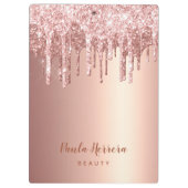 Elegant, stijlvol roos goudglitterdruppels klembord (Achterkant)