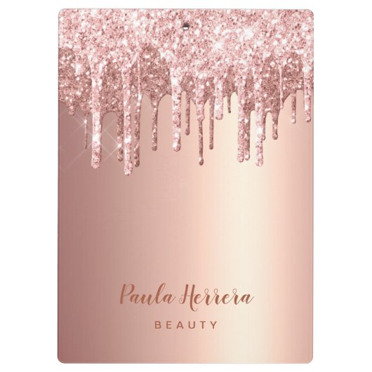 Elegant, stijlvol roos goudglitterdruppels klembord (Achterkant)