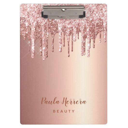 Elegant, stijlvol roos goudglitterdruppels klembord (Voorkant)