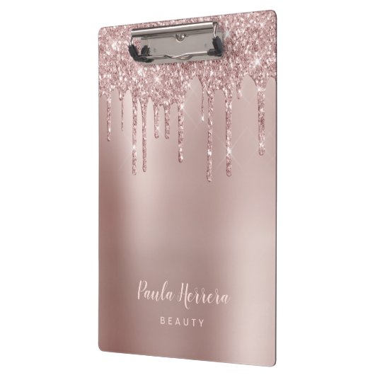 Elegant, stijlvol roos goudglitterdruppels klembord (Links)