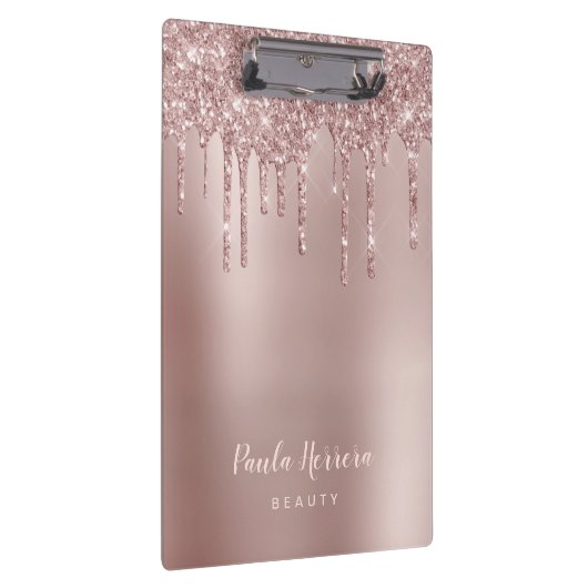Elegant, stijlvol roos goudglitterdruppels klembord (Rechts)