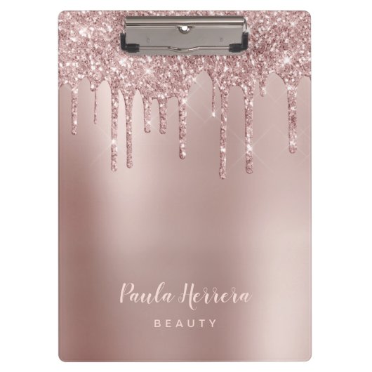 Elegant, stijlvol roos goudglitterdruppels klembord (Voorkant)