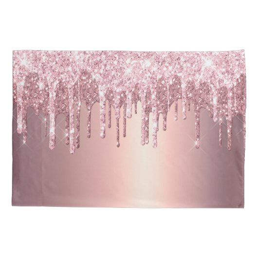 Elegant, stijlvol roos goudglitterdruppels kussensloop (Achterkant)