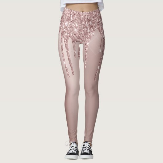 Elegant, stijlvol roos goudglitterdruppels leggings (Voorkant)
