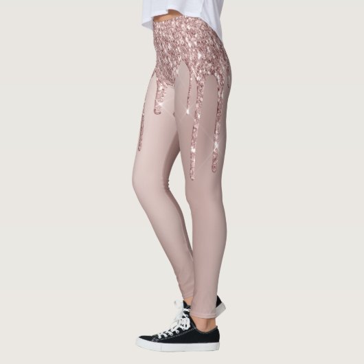 Elegant, stijlvol roos goudglitterdruppels leggings (Links)