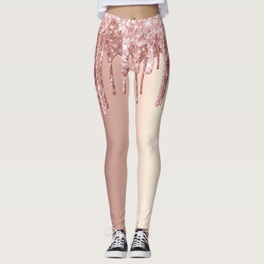 Elegant, stijlvol roos goudglitterdruppels leggings (Voorkant)