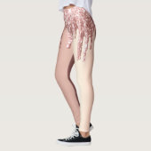 Elegant, stijlvol roos goudglitterdruppels leggings (Links)