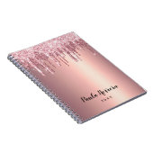 Elegant, stijlvol roos goudglitterdruppels notitieboek (Rechterzijde)