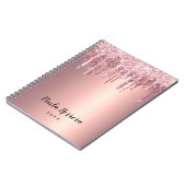 Elegant, stijlvol roos goudglitterdruppels notitieboek (Linkerzijde)