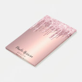 Elegant, stijlvol roos goudglitterdruppels post-it® notes (Schuin)