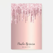 Elegant, stijlvol roos goudglitterdruppels post-it® notes (Voorkant)