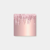 Elegant, stijlvol roos goudglitterdruppels post-it® notes (Voorkant)