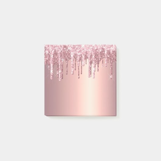 Elegant, stijlvol roos goudglitterdruppels post-it® notes (Voorkant)