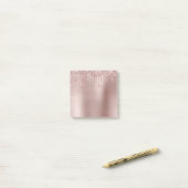 Elegant, stijlvol roos goudglitterdruppels post-it® notes (Op bureau)