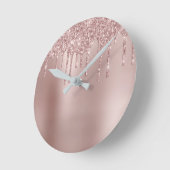 Elegant, stijlvol roos goudglitterdruppels ronde klok (Hoek)