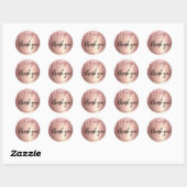 Elegant, stijlvol roos goudglitterdruppels ronde sticker (Vel)