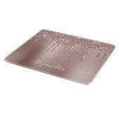 Elegant, stijlvol roos goudglitterdruppels snijplank (Hoek)