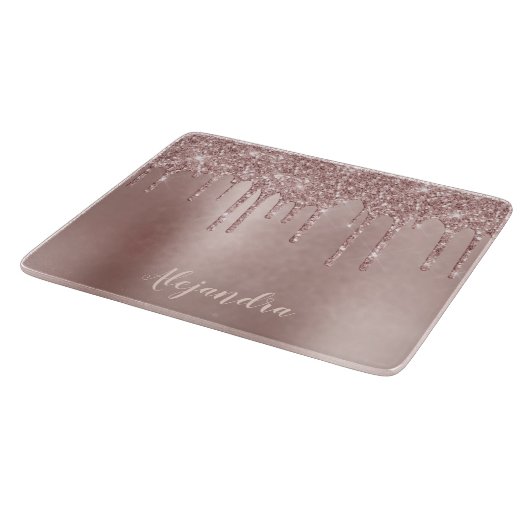 Elegant, stijlvol roos goudglitterdruppels snijplank (Hoek)