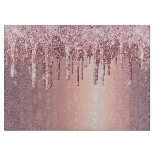 Elegant, stijlvol roos goudglitterdruppels snijplank (Voorkant)