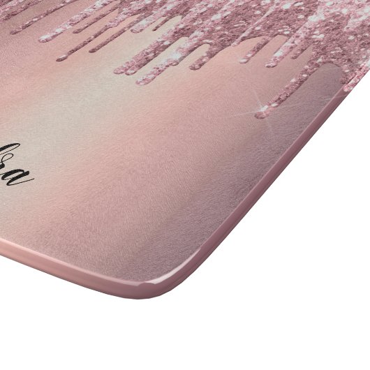 Elegant, stijlvol roos goudglitterdruppels snijplank (Hoek)