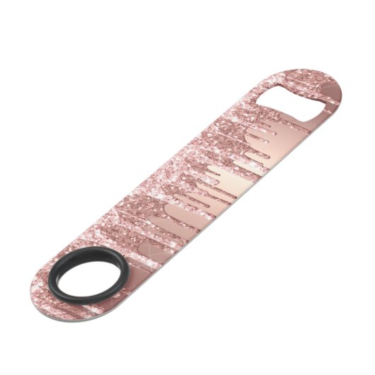 Elegant, stijlvol roos goudglitterdruppels speed flessenopener (Achterkant Gekanteld)