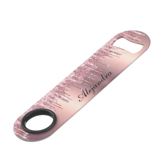 Elegant, stijlvol roos goudglitterdruppels speed flessenopener (Voorkant Gekanteld)