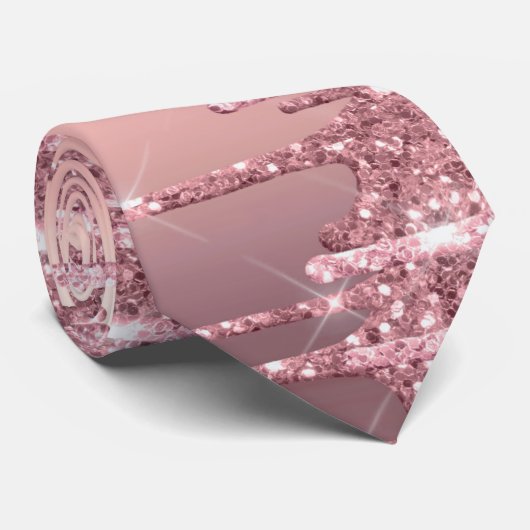 Elegant, stijlvol roos goudglitterdruppels stropdas (Opgerold)