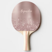 Elegant, stijlvol roos goudglitterdruppels tafeltennisbatje (Achterkant)