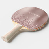 Elegant, stijlvol roos goudglitterdruppels tafeltennisbatje (Voorkant Gekanteld)