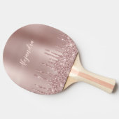 Elegant, stijlvol roos goudglitterdruppels tafeltennisbatje (Zijkant)