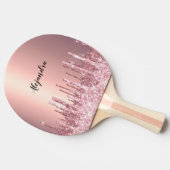Elegant, stijlvol roos goudglitterdruppels tafeltennisbatje (Zijkant)