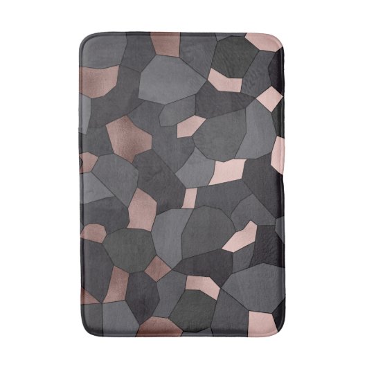 Elegant stijlvol roos goudgrijs en zwart mozaïek badmat (Voorkant Verticaal)