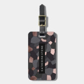 Elegant stijlvol roos goudgrijs en zwart mozaïek bagagelabel (Voorkant verticaal)