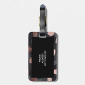 Elegant stijlvol roos goudgrijs en zwart mozaïek bagagelabel (Achterkant verticaal)