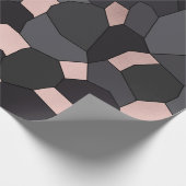 Elegant stijlvol roos goudgrijs en zwart mozaïek cadeaupapier (Hoek)