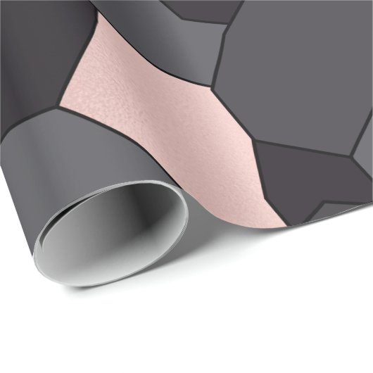 Elegant stijlvol roos goudgrijs en zwart mozaïek cadeaupapier (Rol Hoek)