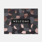 Elegant stijlvol roos goudgrijs en zwart mozaïek deurmat (Voorkant)